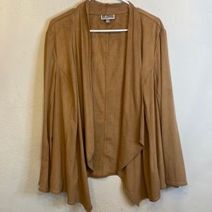 JM Collection Woman Faux Suede Open Front Cardigan